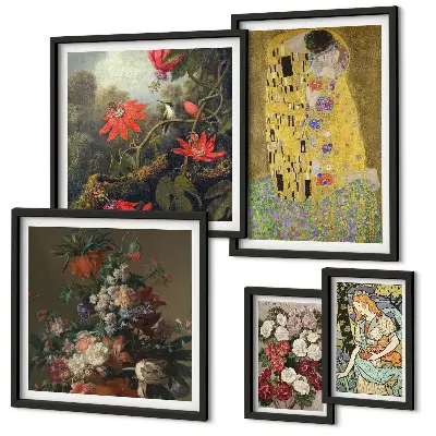 Floral art compositions framed photo set
