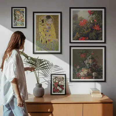Floral art compositions framed photo set