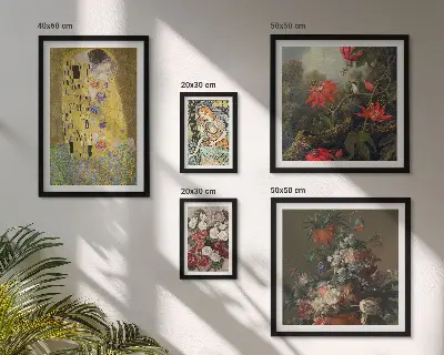 Floral art compositions framed photo set