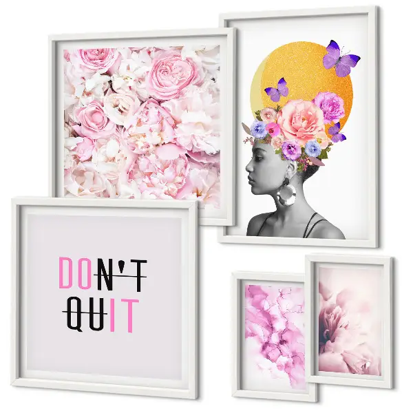 Floral wall art with woman gallery wall decor
