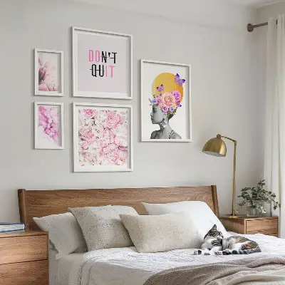 Floral wall art with woman gallery wall decor