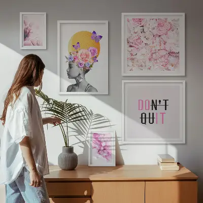 Floral wall art with woman gallery wall decor