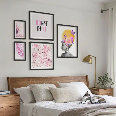 Floral wall art with woman gallery wall decor