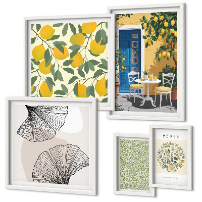 Set of 5 wall art pieces Stylish plant motifs