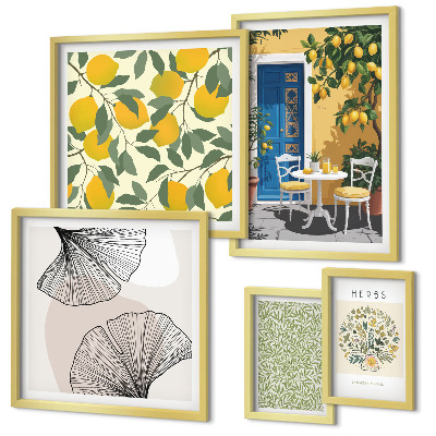 Set of 5 wall art pieces Stylish plant motifs
