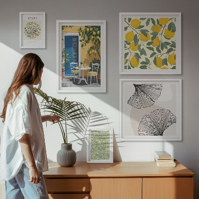 Set of 5 wall art pieces Stylish plant motifs