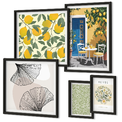 Set of 5 wall art pieces Stylish plant motifs