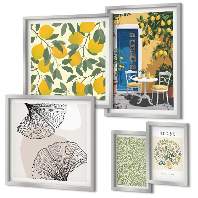Set of 5 wall art pieces Stylish plant motifs