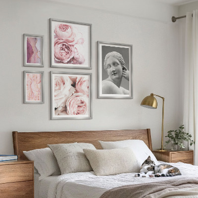 Framed photo set Classical floral sculptures