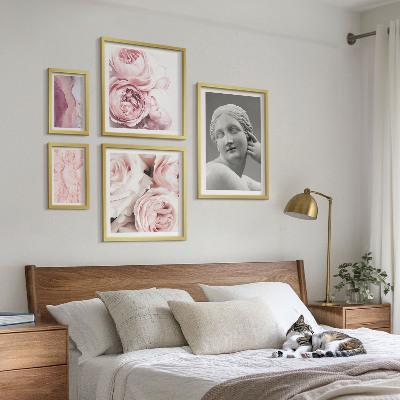 Framed photo set Classical floral sculptures