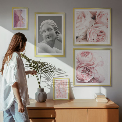Framed photo set Classical floral sculptures