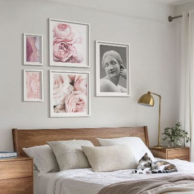 Framed photo set Classical floral sculptures