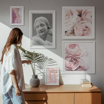 Framed photo set Classical floral sculptures
