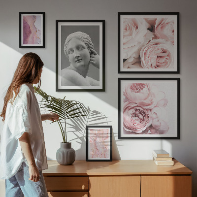 Framed photo set Classical floral sculptures