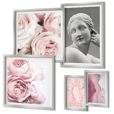 Framed photo set Classical floral sculptures
