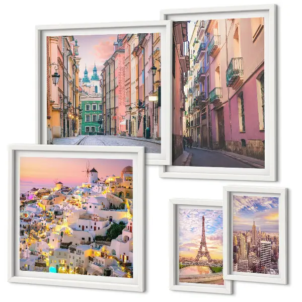 Charming European Cities Wall Art set of 5 pieces