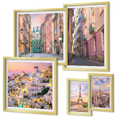 Charming European Cities Wall Art set of 5 pieces