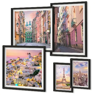 Charming European Cities Wall Art set of 5 pieces