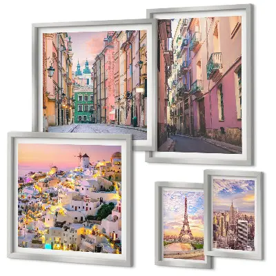 Charming European Cities Wall Art set of 5 pieces