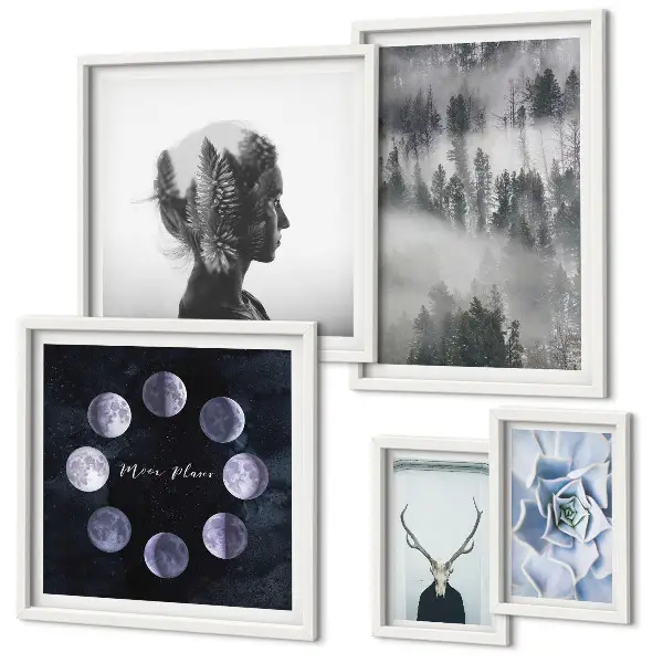 Framed photo set with natural forest space motifs