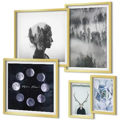 Framed photo set with natural forest space motifs