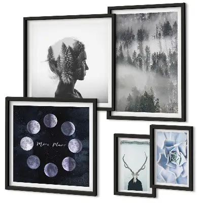 Framed photo set with natural forest space motifs