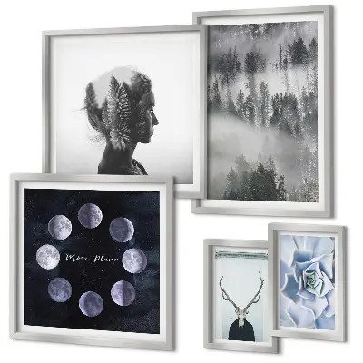 Framed photo set with natural forest space motifs