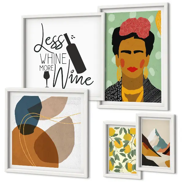 Set of 5 boho style portrait and abstract wall art pieces boho style portraits and abstracts