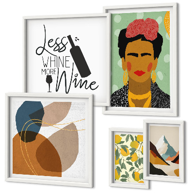 Set of 5 wall art pieces Boho style portraits abstracts