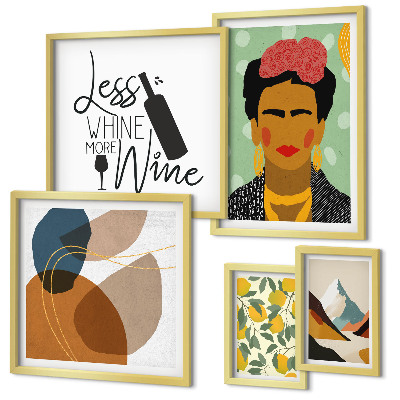 Set of 5 wall art pieces Boho style portraits abstracts
