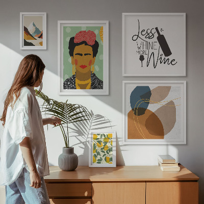 Set of 5 wall art pieces Boho style portraits abstracts