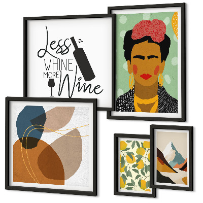Set of 5 wall art pieces Boho style portraits abstracts