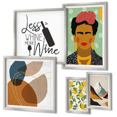Set of 5 wall art pieces Boho style portraits abstracts