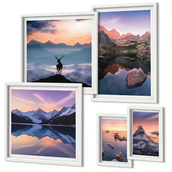 Gallery wall mountain sunset reflections print