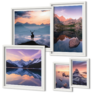 Gallery wall Mountain sunset reflections