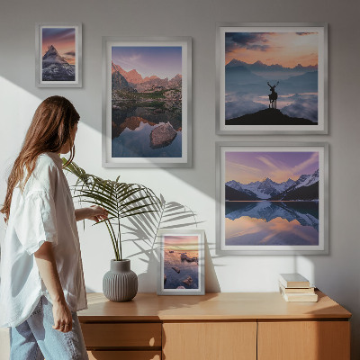 Gallery wall Mountain sunset reflections