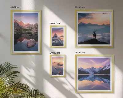 Gallery wall mountain sunset reflections print