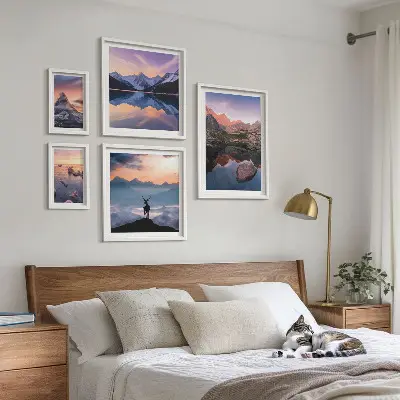 Gallery wall mountain sunset reflections print
