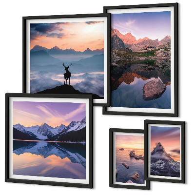 Gallery wall Mountain sunset reflections