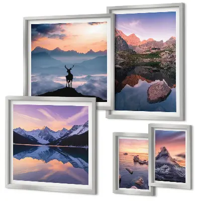 Gallery wall mountain sunset reflections print