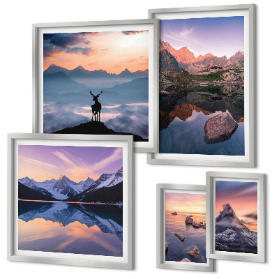 Gallery wall Mountain sunset reflections