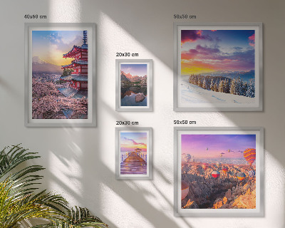 Framed photo set Asian mountains and flowers