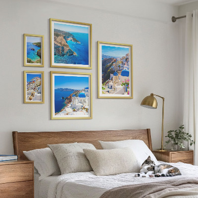 Set of 5 wall art pieces Greek islands blue domes