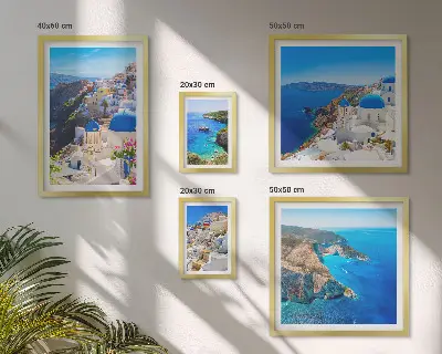 Greek islands blue domes wall art set set of 5 pieces