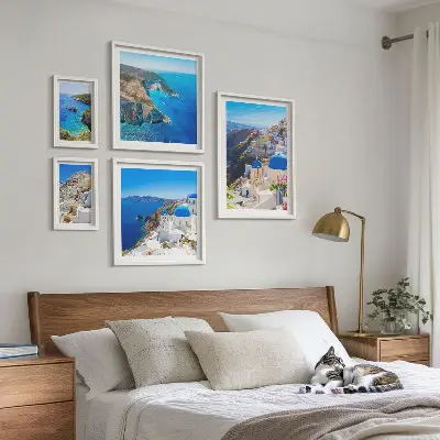 Greek islands blue domes wall art set set of 5 pieces