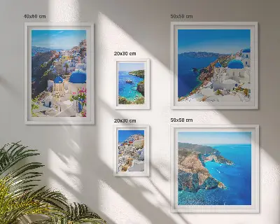 Greek islands blue domes wall art set set of 5 pieces