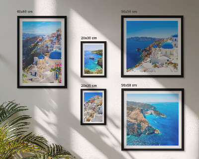 Set of 5 wall art pieces Greek islands blue domes