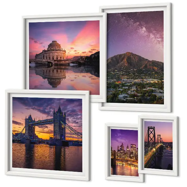 5-Piece Mountain City Night Landscape Wall Art Set