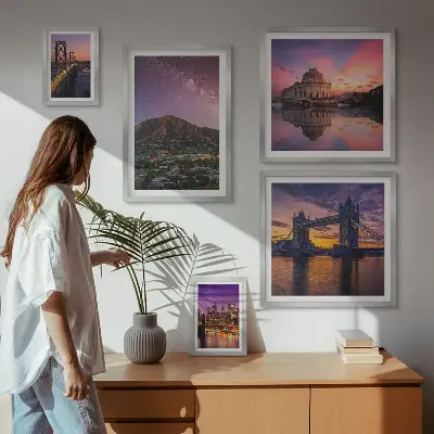 5-Piece Mountain City Night Landscape Wall Art Set 