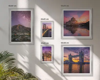 5-Piece Mountain City Night Landscape Wall Art Set 